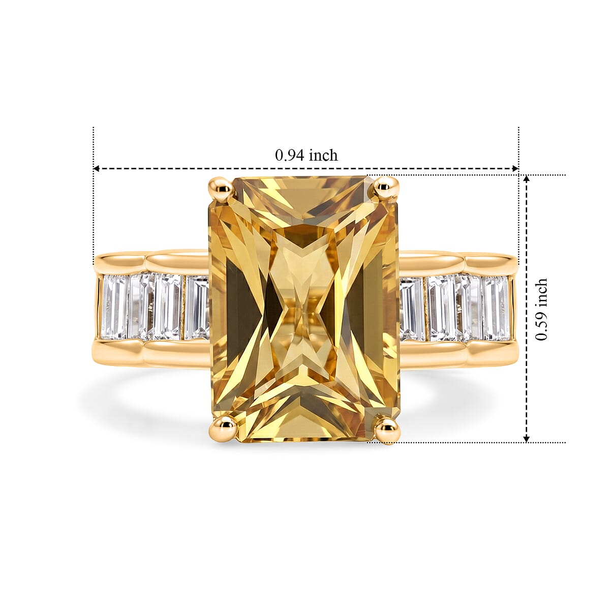 D'Joy Radiant Cut Yellow Labradorite and Moissanite 7.50 ctw Ring in 18K Vermeil Yellow Gold Over Sterling Silver (Size 7.0) image number 5