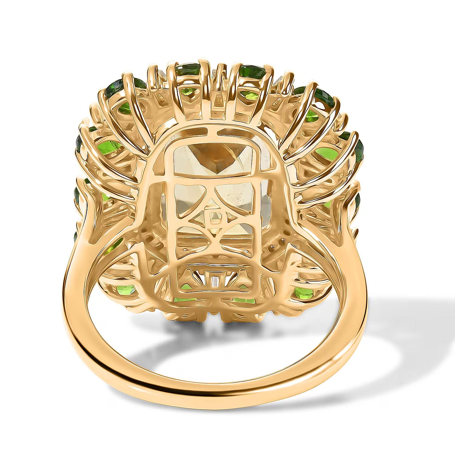 D'Joy Radiant Cut Yellow Labradorite, Multi Gemstone Ring in 18K Vermeil YG Over Sterling Silver (Size 6.0) 9.70 ctw