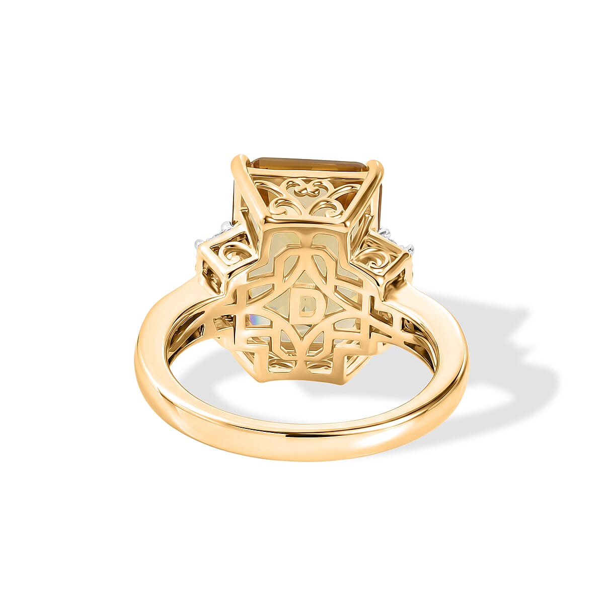 D'Joy Radiant Cut Yellow Labradorite, White Zircon Ring in 18K Vermeil YG Sterling Silver (Size 11.0) 6.65 ctw image number 4