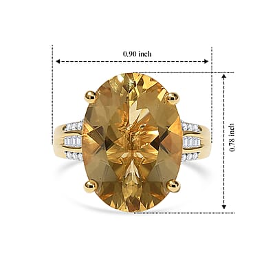 D'Joy Yellow Labradorite and Diamond 10.65 ctw Sunrise Oval Ring in 18K Vermeil Yellow Gold Over Sterling Silver (Size 6.0)