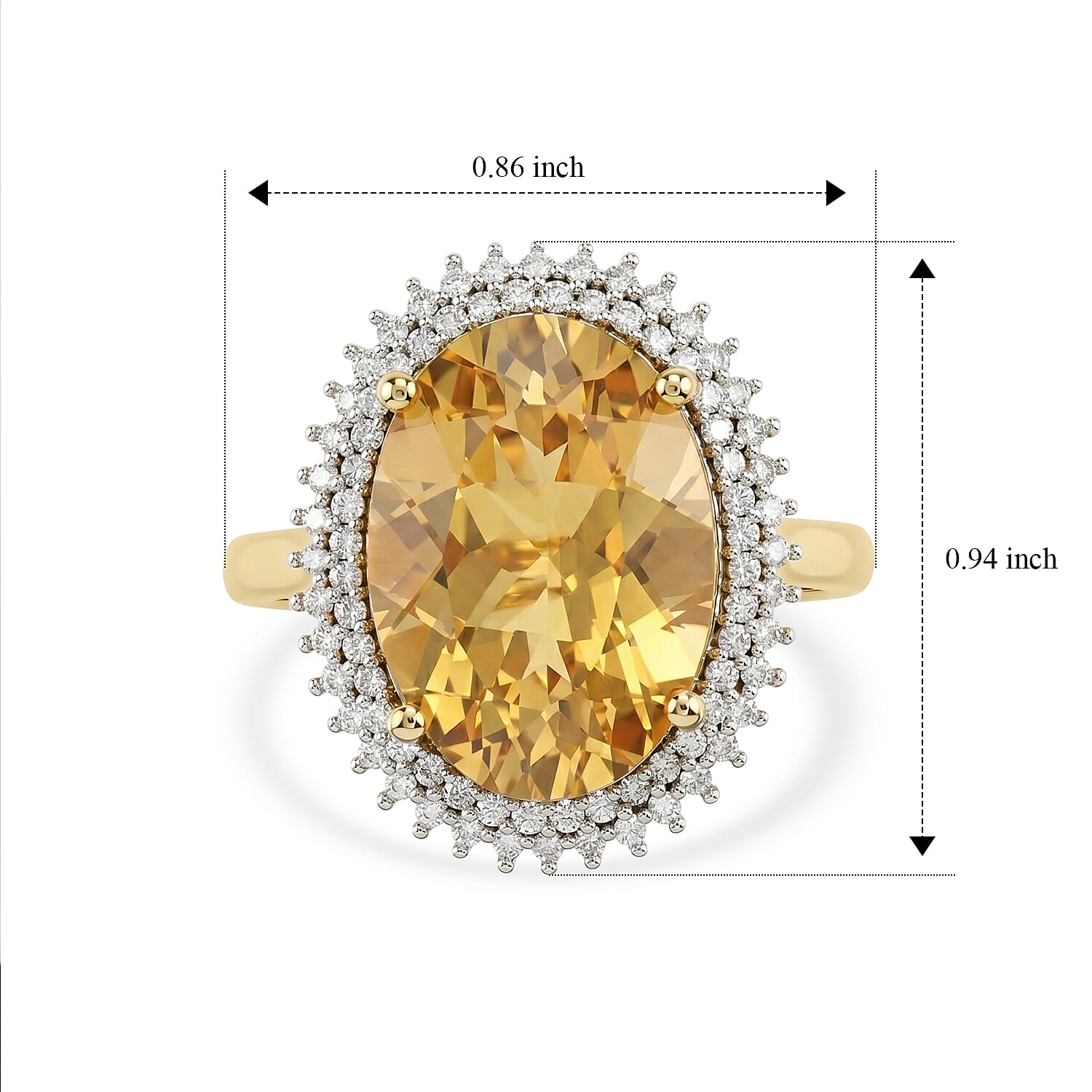 D'Joy Yellow Labradorite and Moissanite 12.20 ctw Ring in 18K Vermeil Yellow Gold Over Sterling Silver (Size 6.0)