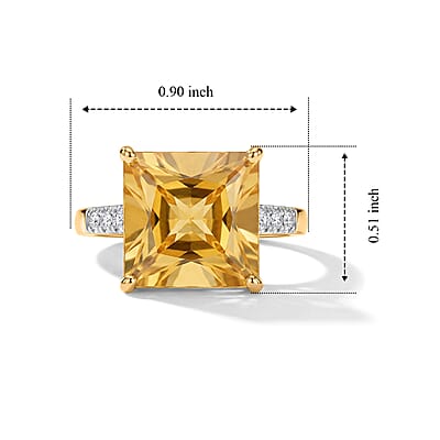 D'Joy Princess Cut Yellow Labradorite and Lab Grown Diamond G-H SI 7.30 ctw Dawn Solitaire Ring in 18K Vermeil Yellow Gold Over Sterling Silver (Size 6.0)