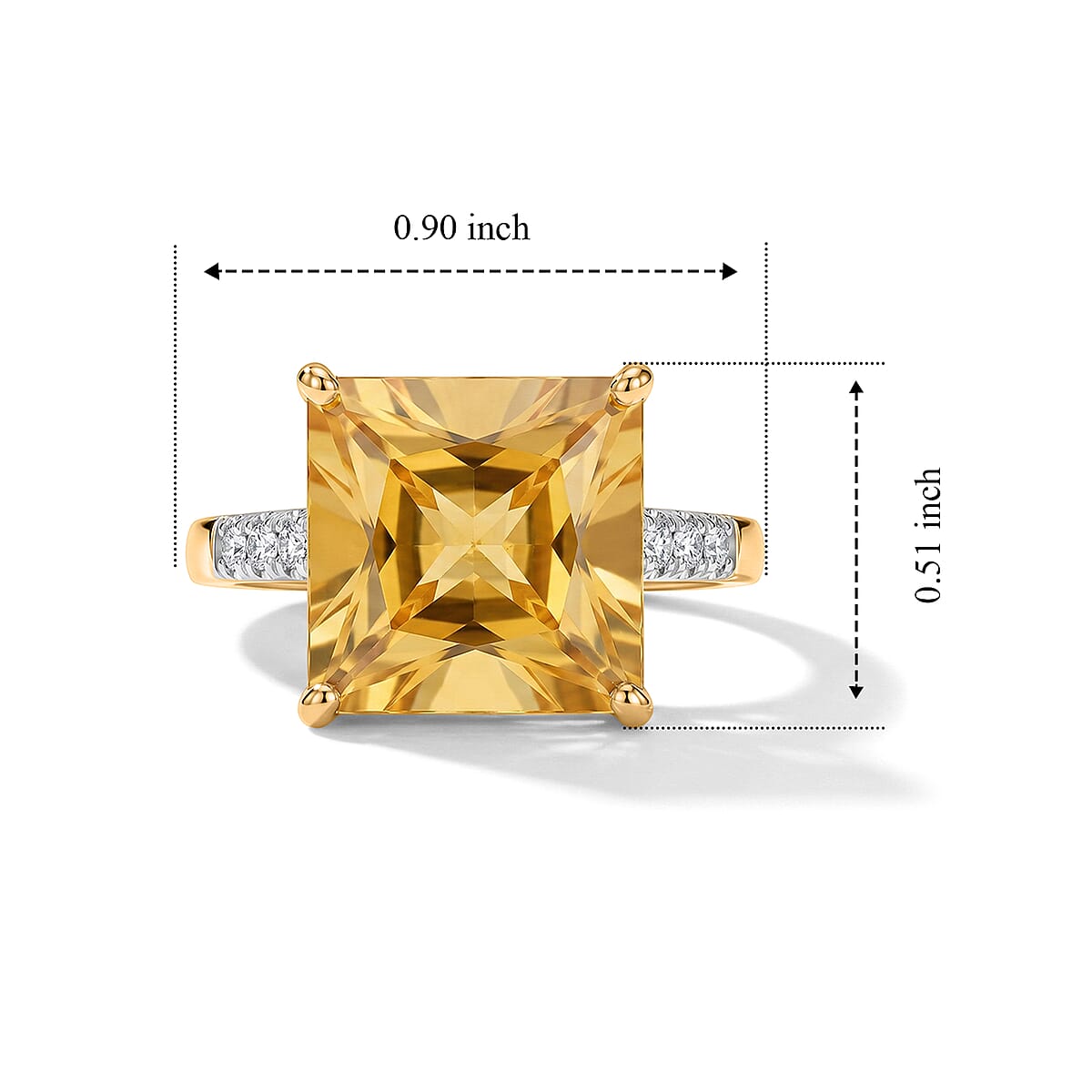 D'Joy Princess Cut Yellow Labradorite, Lab Grown Diamond (G-H, SI) Ring in 18K Vermeil YG Over Sterling Silver 7.30 ctw image number 4
