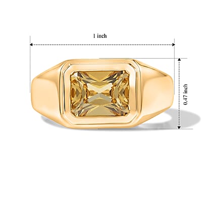D'Joy Radiant Cut Yellow Labradorite 3.00 ctw Men's Ring in 18K Vermeil Yellow Gold Over Sterling Silver (Size 10.0)