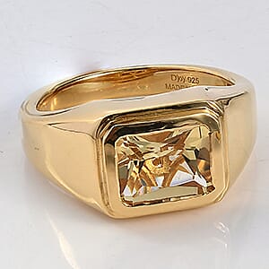 D'Joy Radiant Cut Yellow Labradorite Ring in 18K Vermeil YG Over Sterling Silver (Size 14.0) 3.00 ctw