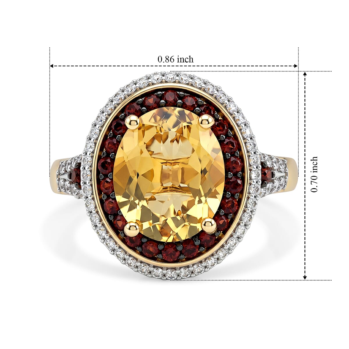 D'Joy Yellow Labradorite, Brown and White Zircon Ring in 18K Vermeil YG Over Sterling Silver (Size 6.0) 4.30 ctw image number 3