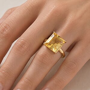 D'Joy Princess Cut Yellow Labradorite 5.50 ctw Ring in 18K Vermeil Yellow Gold Over Sterling Silver (Size 7.0)