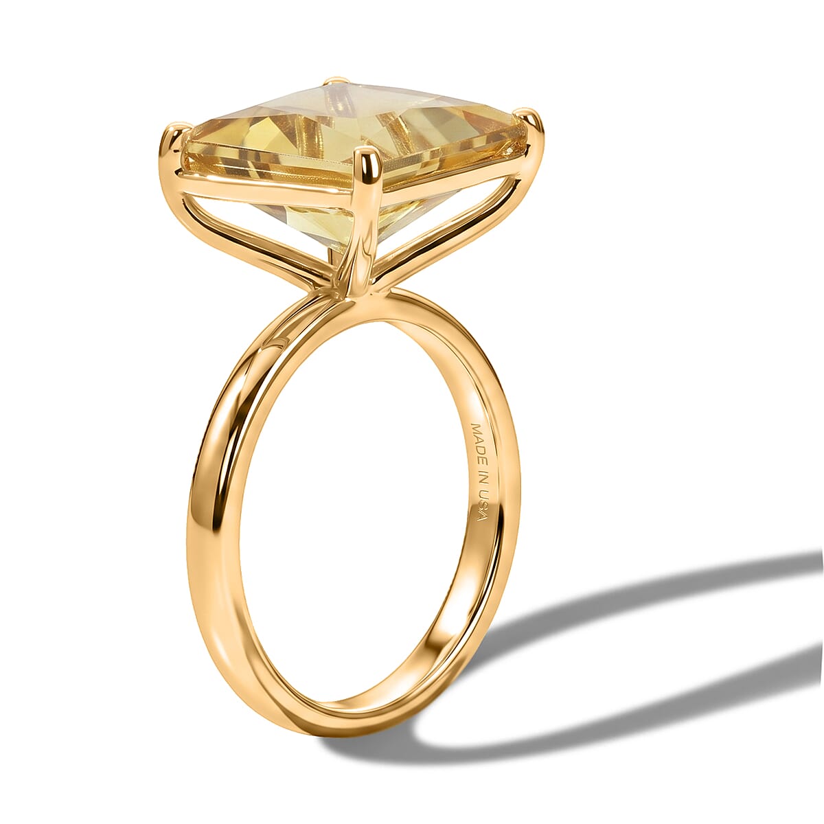 D'Joy Princess Cut Yellow Labradorite Ring in 18K Vermeil YG Over Sterling Silver 5.50 ctw image number 3