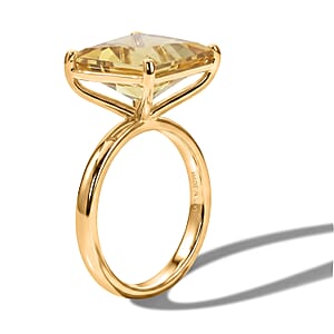 D'Joy Princess Cut Yellow Labradorite 5.50 ctw Ring in 18K Vermeil Yellow Gold Over Sterling Silver (Size 7.0)
