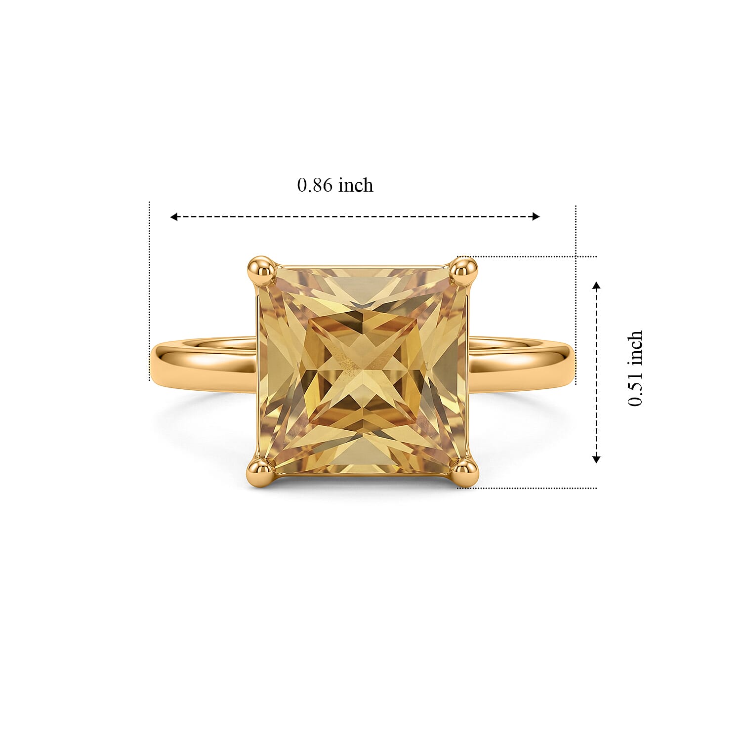 D'Joy Princess Cut Yellow Labradorite 5.50 ctw Dawn Solitaire Ring in 18K Vermeil Yellow Gold Over Sterling Silver (Size 7.0)