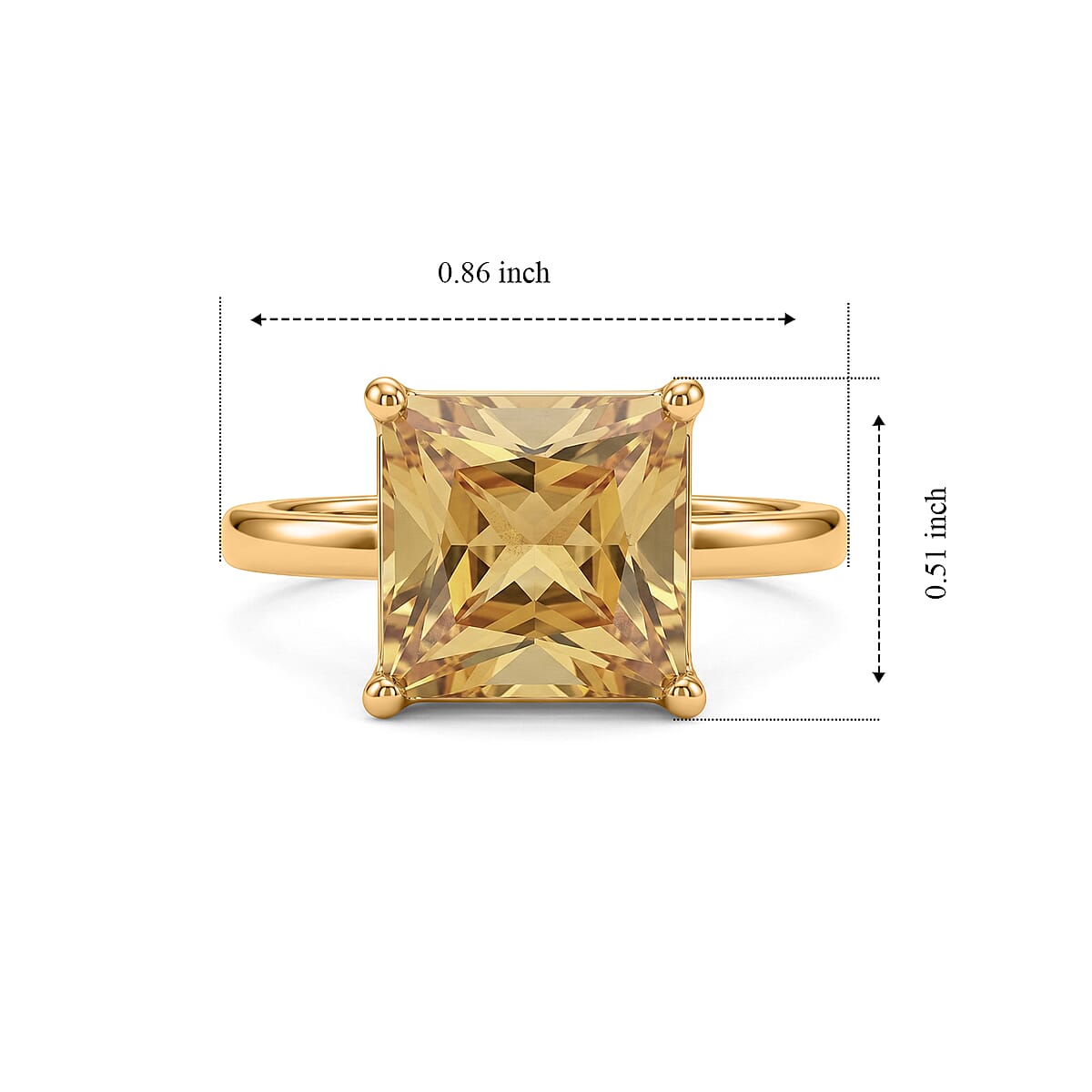 D'Joy Princess Cut Yellow Labradorite Ring in 18K Vermeil YG Over Sterling Silver 5.50 ctw image number 4
