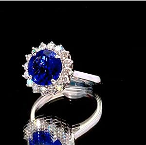 Certified & Appraised Rhapsody AAAA Tanzanite and Diamond E-F VS 4.60 ctw Ring in 950 Platinum (Size 10.0) 6.35 Grams
