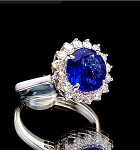 Certified & Appraised Rhapsody AAAA Tanzanite and Diamond E-F VS 4.60 ctw Ring in 950 Platinum (Size 10.0) 6.35 Grams