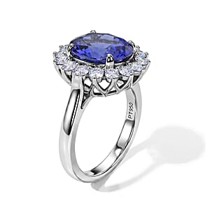 Certified & Appraised Rhapsody AAAA Tanzanite and Diamond E-F VS 4.60 ctw Ring in 950 Platinum (Size 10.0) 6.35 Grams