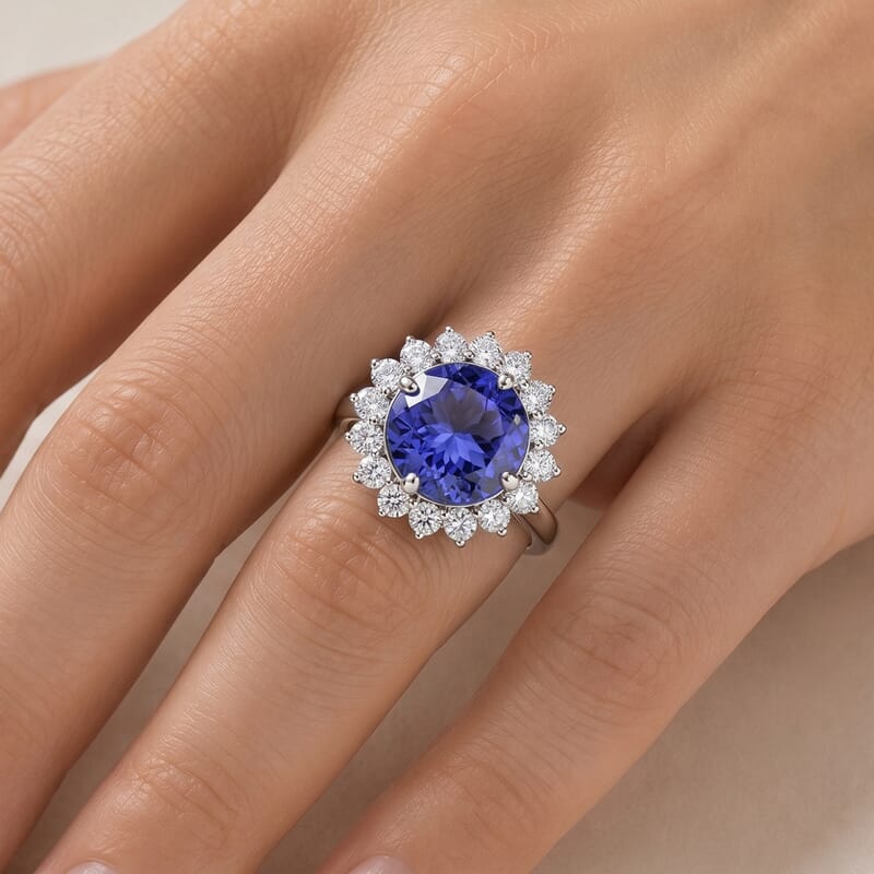 Certified & Appraised Rhapsody AAAA Tanzanite and Diamond E-F VS 4.60 ctw Ring in 950 Platinum (Size 6.0) 6.35 Grams