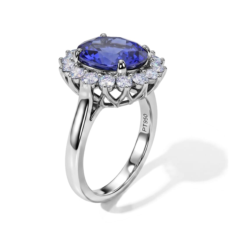 Certified & Appraised Rhapsody AAAA Tanzanite and Diamond E-F VS 4.60 ctw Ring in 950 Platinum (Size 6.0) 6.35 Grams