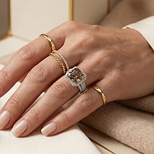 Certified & Appraised Luxoro Asscher Cut AAA Turkizite and Diamond I2 6.10 ctw Ring in 10K Yellow Gold (Size 10.0)