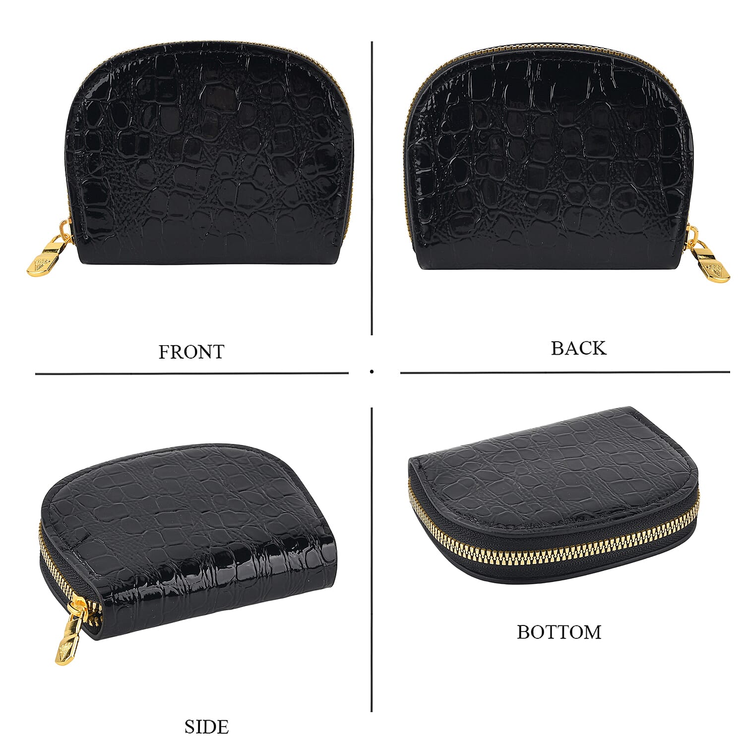 La Marey Black Crocodile Pattern Faux Leather 3pcs Wallet Gifts Set - Wallet, Card Bag and Curved Card Bag