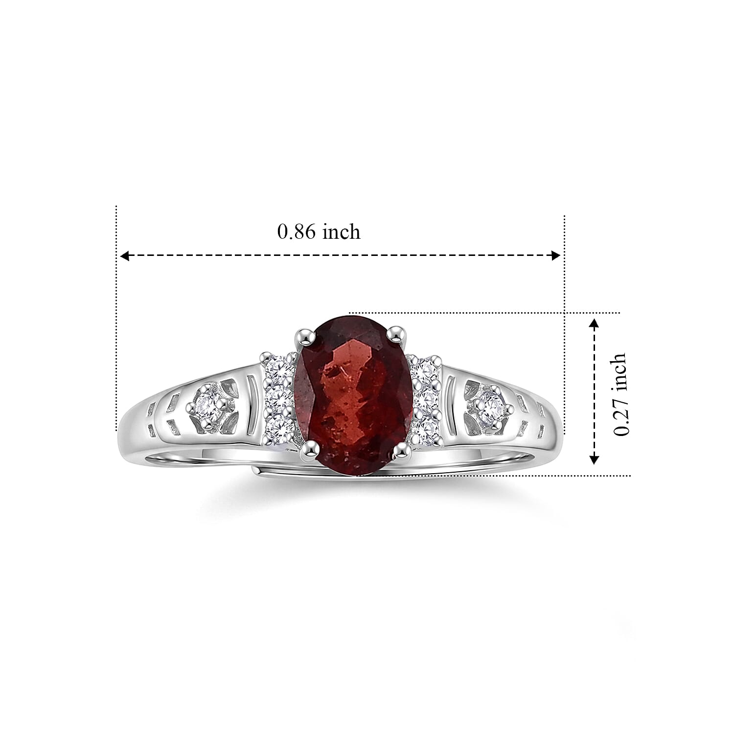 Mozambique Garnet and Simulated Diamond 3.00 ctw Ring in Silvertone (Adjustable)