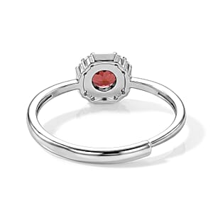Mozambique Garnet and Simulated Diamond 3.00 ctw Ring in Silvertone (Adjustable)