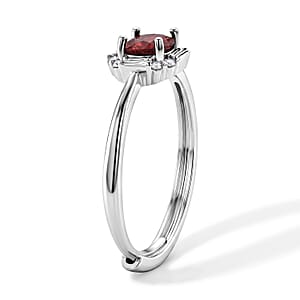 Mozambique Garnet and Simulated Diamond 3.00 ctw Ring in Silvertone (Adjustable)