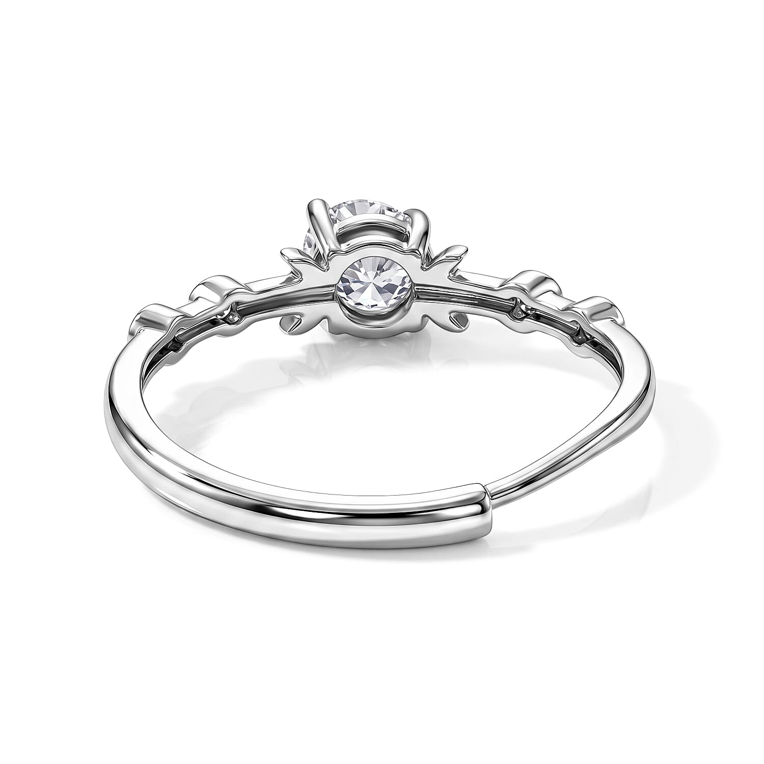 White Moissanite 0.82 ctw Ring in Silvertone (Adjustable)