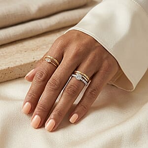 White Moissanite 0.82 ctw Ring in Silvertone (Adjustable)