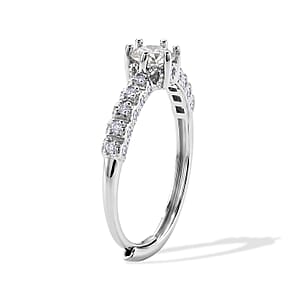 White Moissanite 0.82 ctw Ring in Silvertone (Adjustable)