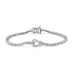 Luxuriant Lab Grown Diamond G-H SI 2.50 ctw Horseshoe Bracelet in Rhodium Over Sterling Silver (7.25 In)