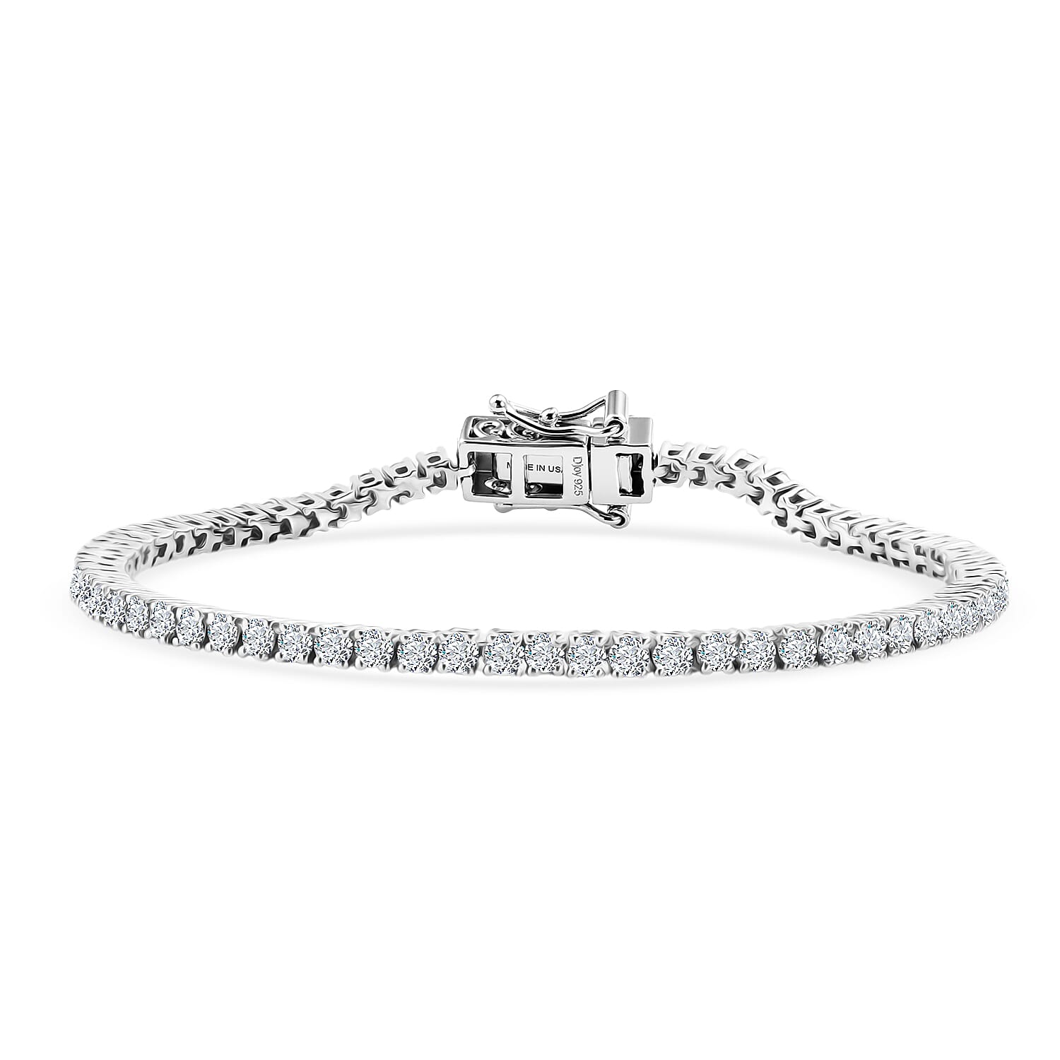 D'Joy Lab Grown Diamond 3.50 ctw Timeless Tennis Bracelet in Rhodium Over Sterling Silver (6.50 In)