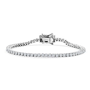 D'Joy Lab Grown Diamond 3.50 ctw Timeless Tennis Bracelet in Rhodium Over Sterling Silver (6.50 In)