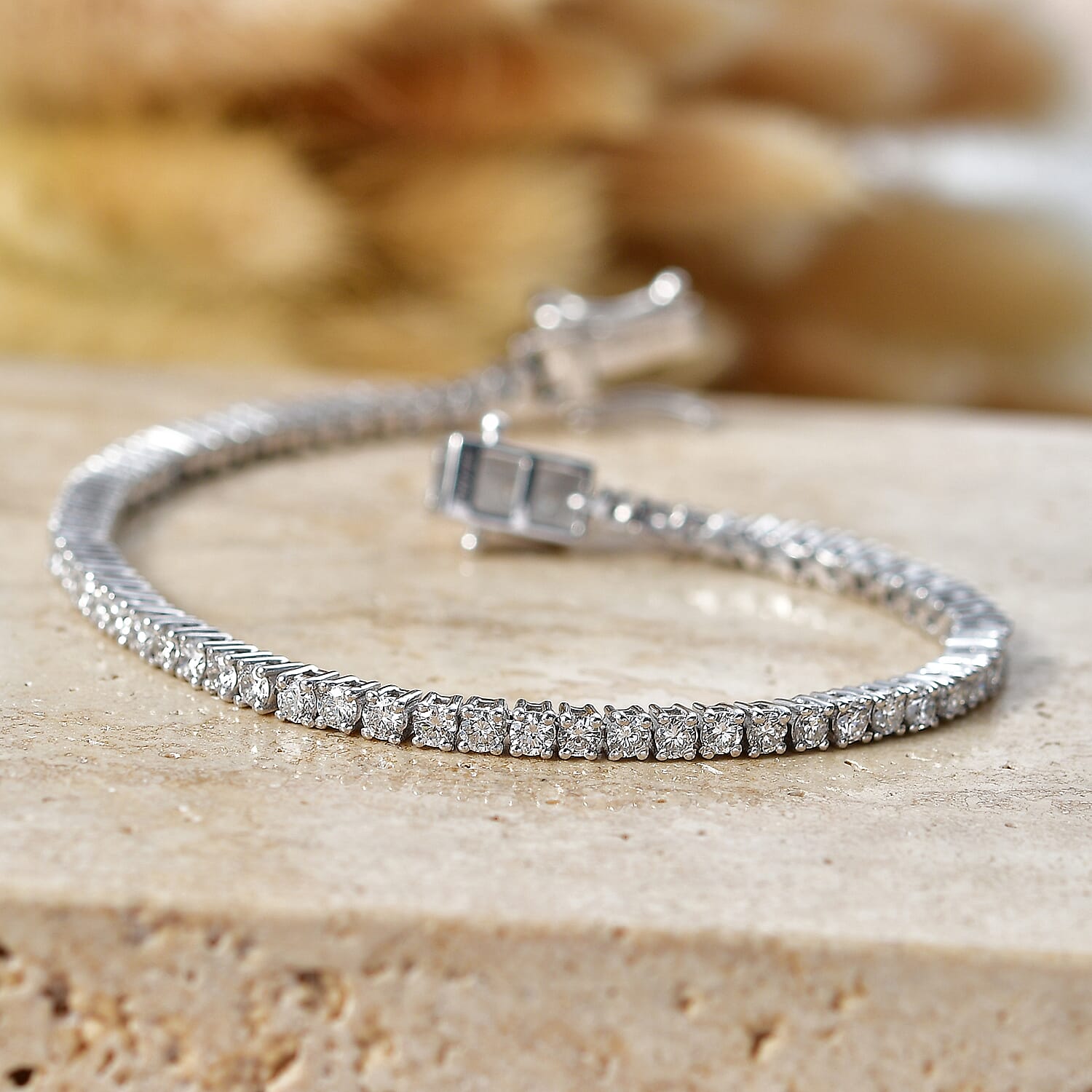 D'Joy Lab Grown Diamond 3.50 ctw Timeless Tennis Bracelet in Rhodium Over Sterling Silver (6.50 In)
