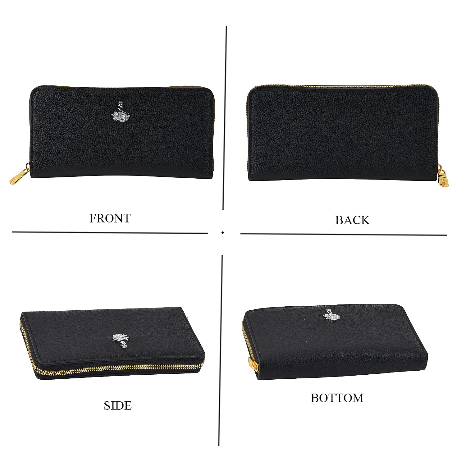 La Marey Black Faux Leather Lychee Grain Set of 3 Wallet