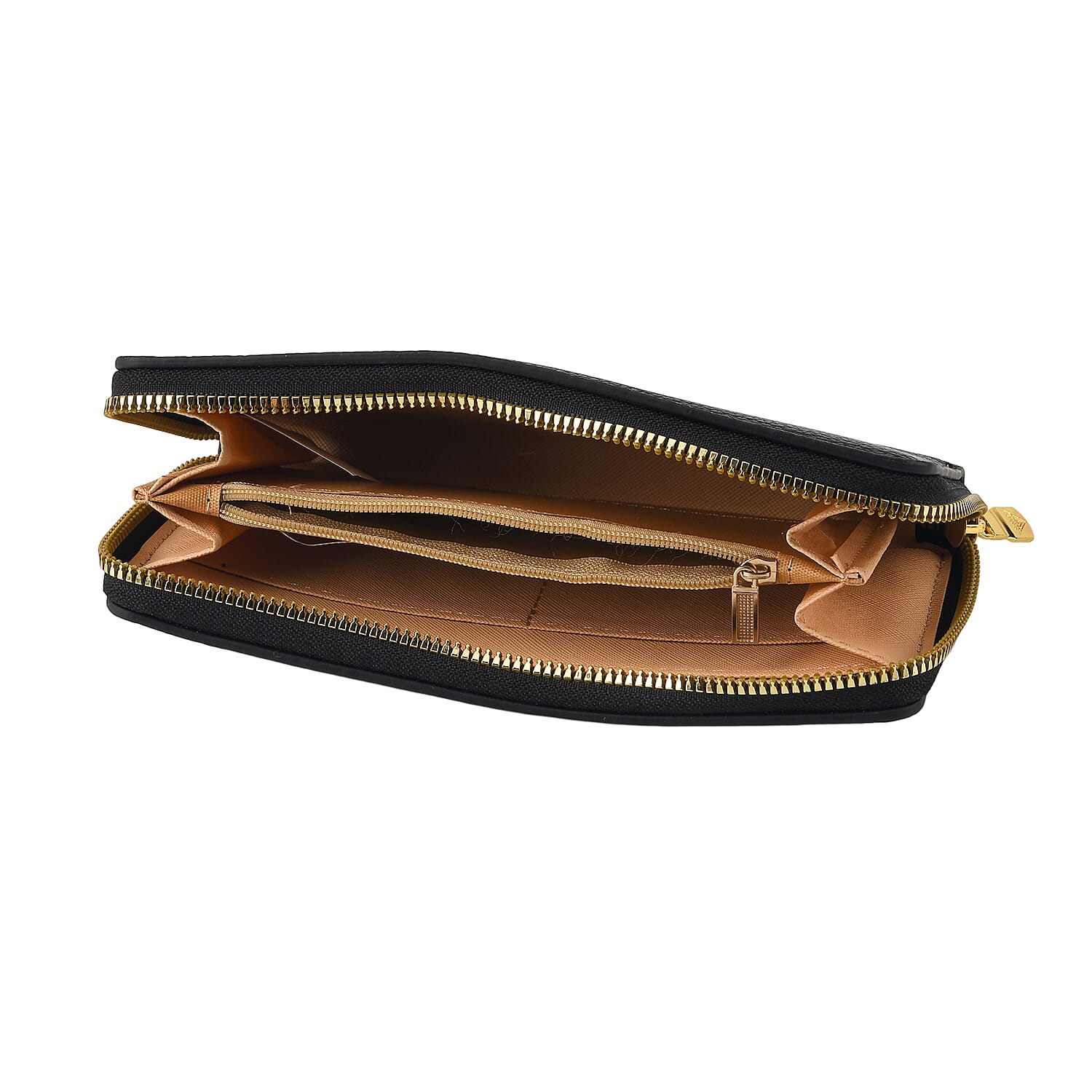 La Marey Black Faux Leather Lychee Grain Set of 3 Wallet