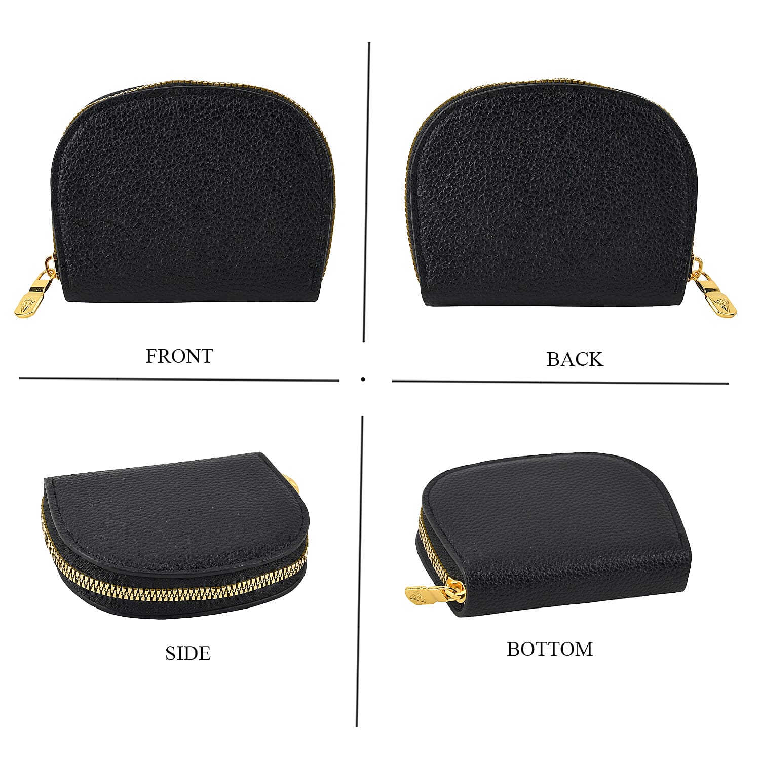La Marey Black Faux Leather Lychee Grain Set of 3 Wallet
