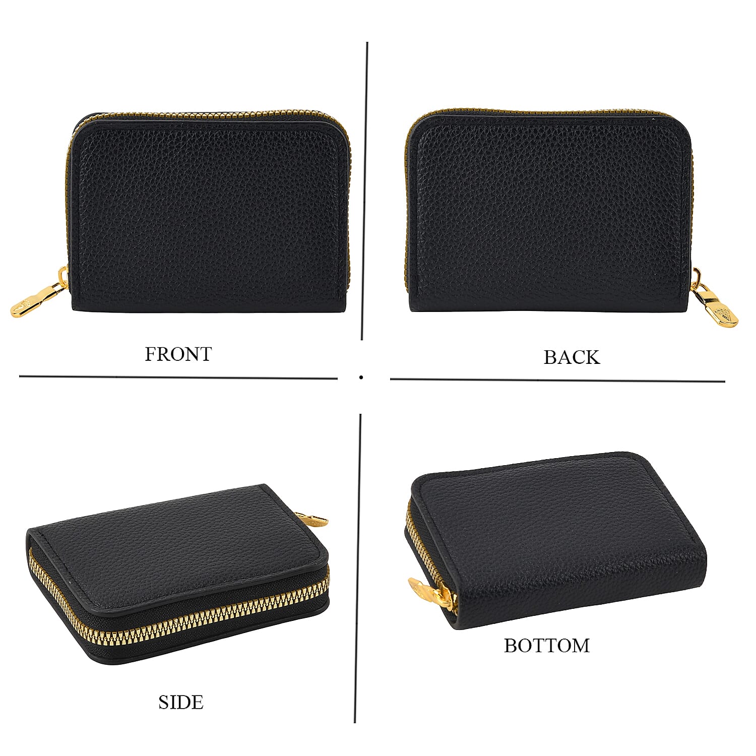 La Marey Black Faux Leather Lychee Grain Set of 3 Wallet