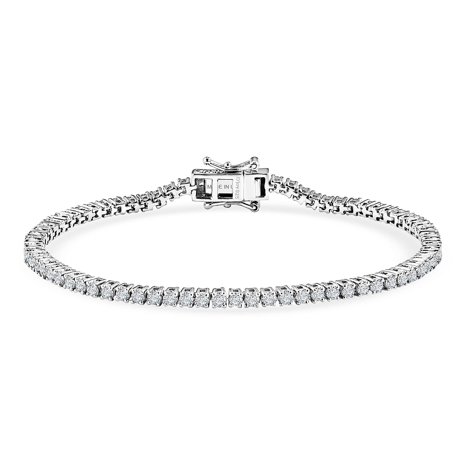 D'Joy Lab Grown Diamond (I2) Bracelet in Rhodium Over Sterling Silver (7.25 In) 3.60 ctw