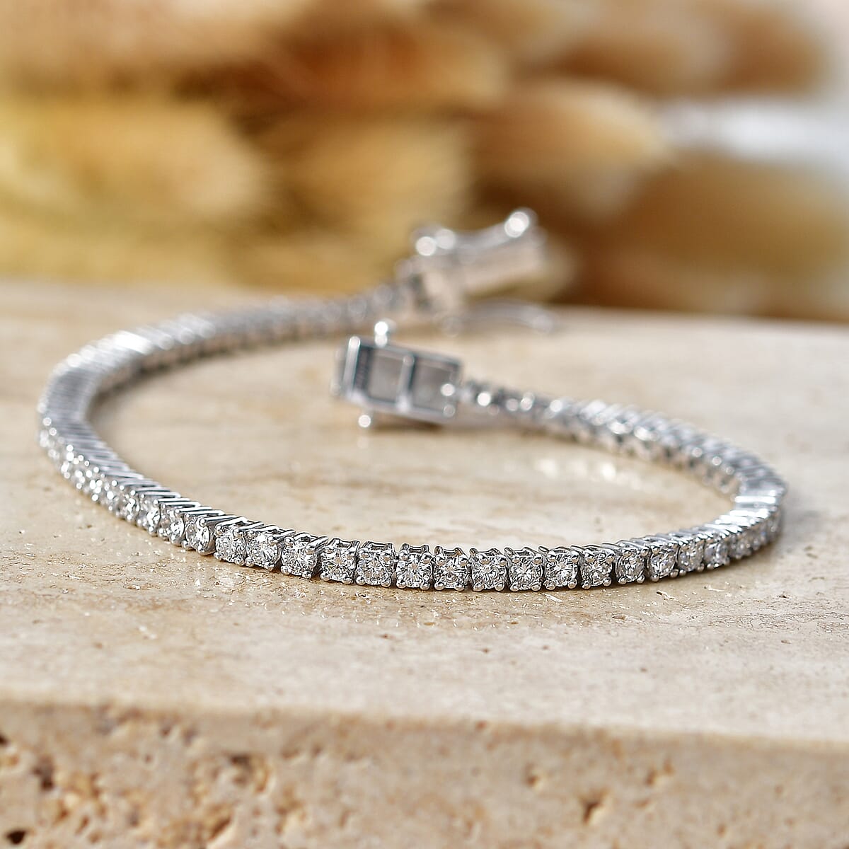 D'Joy Lab Grown Diamond 3.85 ctw Timeless Tennis Bracelet in Rhodium Over Sterling Silver (8.00 In) image number 1