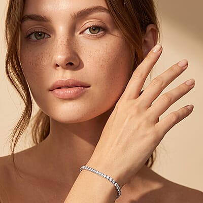 D'Joy Lab Grown Diamond 3.85 ctw Timeless Tennis Bracelet in Rhodium Over Sterling Silver (8.00 In)