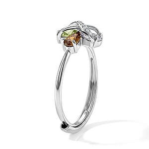Multi Tourmaline and Simulated Diamond 4.50 ctw Ring in Silvertone (Adjustable)