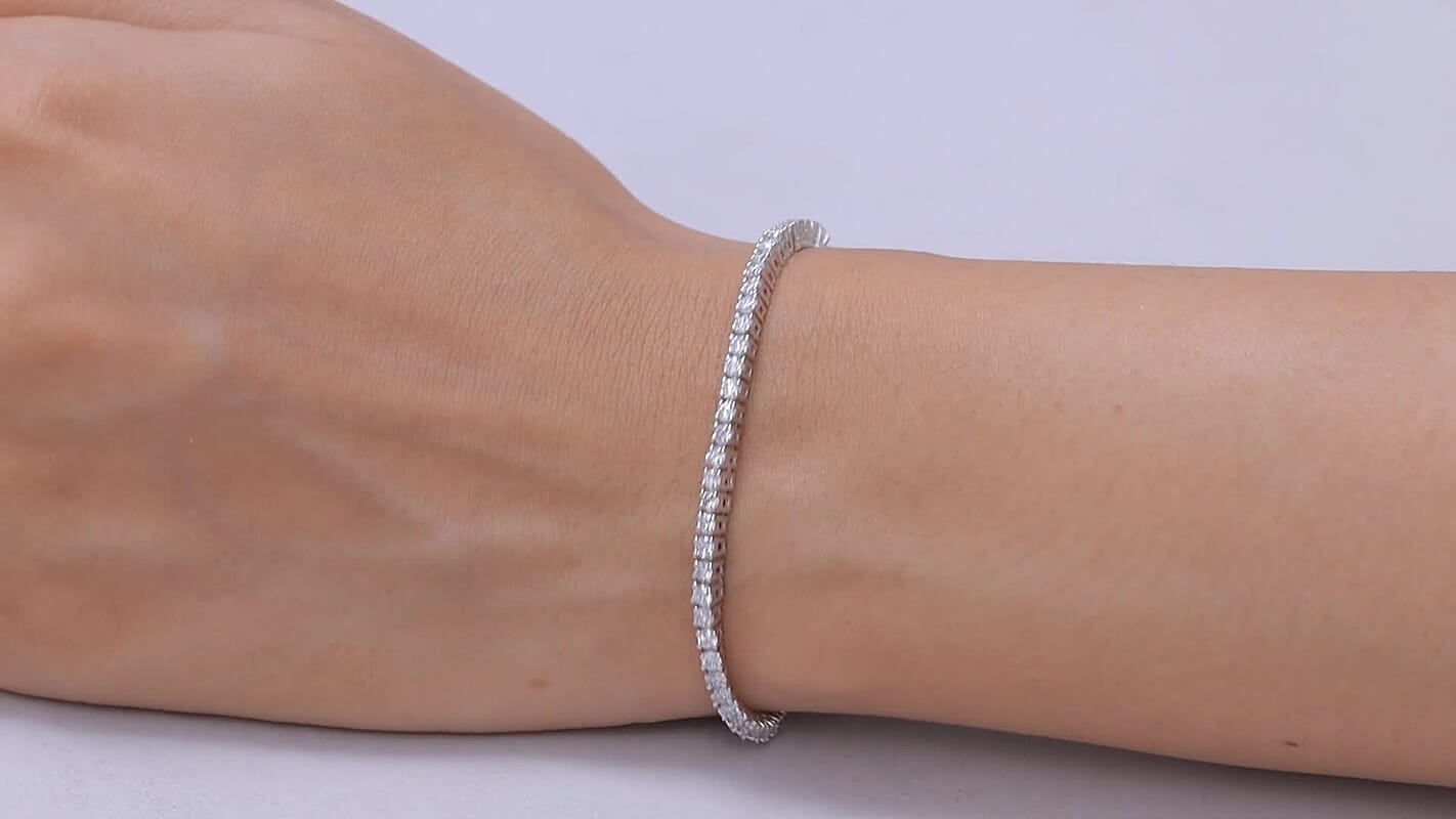 D'Joy Lab Grown Diamond (I2) Bracelet in Rhodium Over Sterling Silver (7.25 In) 3.60 ctw