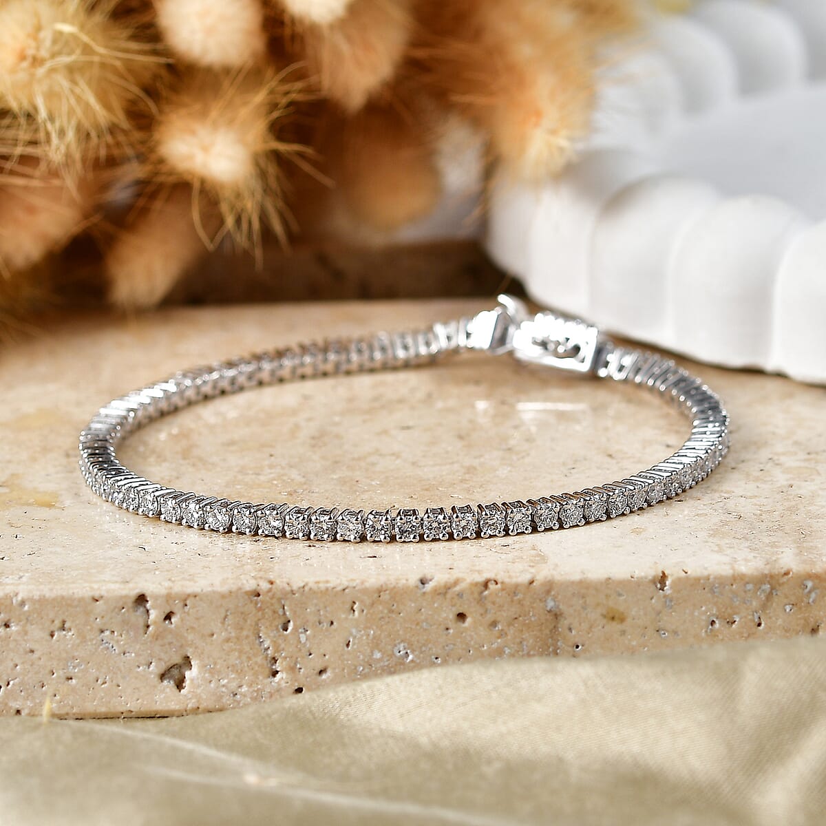 D'Joy Lab Grown Diamond 3.60 ctw Timeless Tennis Bracelet in Rhodium Over Sterling Silver (7.25 In) image number 1