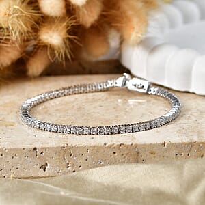 D'Joy Lab Grown Diamond 3.60 ctw Timeless Tennis Bracelet in Rhodium Over Sterling Silver (7.25 In)