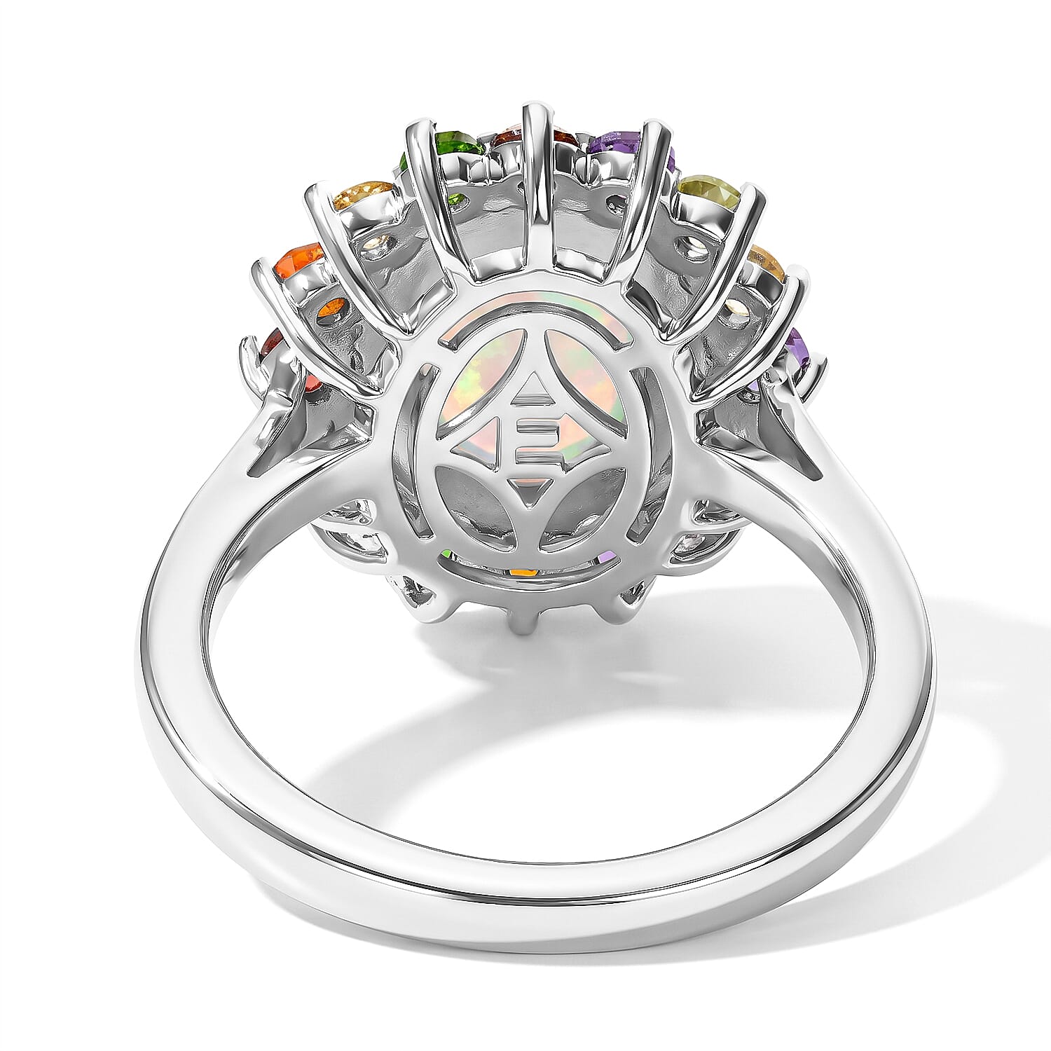 EverTrue Ethiopian Welo Opal and Multi Gemstone 2.00 ctw Ring in Platinum Bond (Size 5.0)
