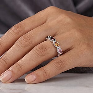 Multi Tourmaline 4.00 ctw Ring in Silvertone (Adjustable)