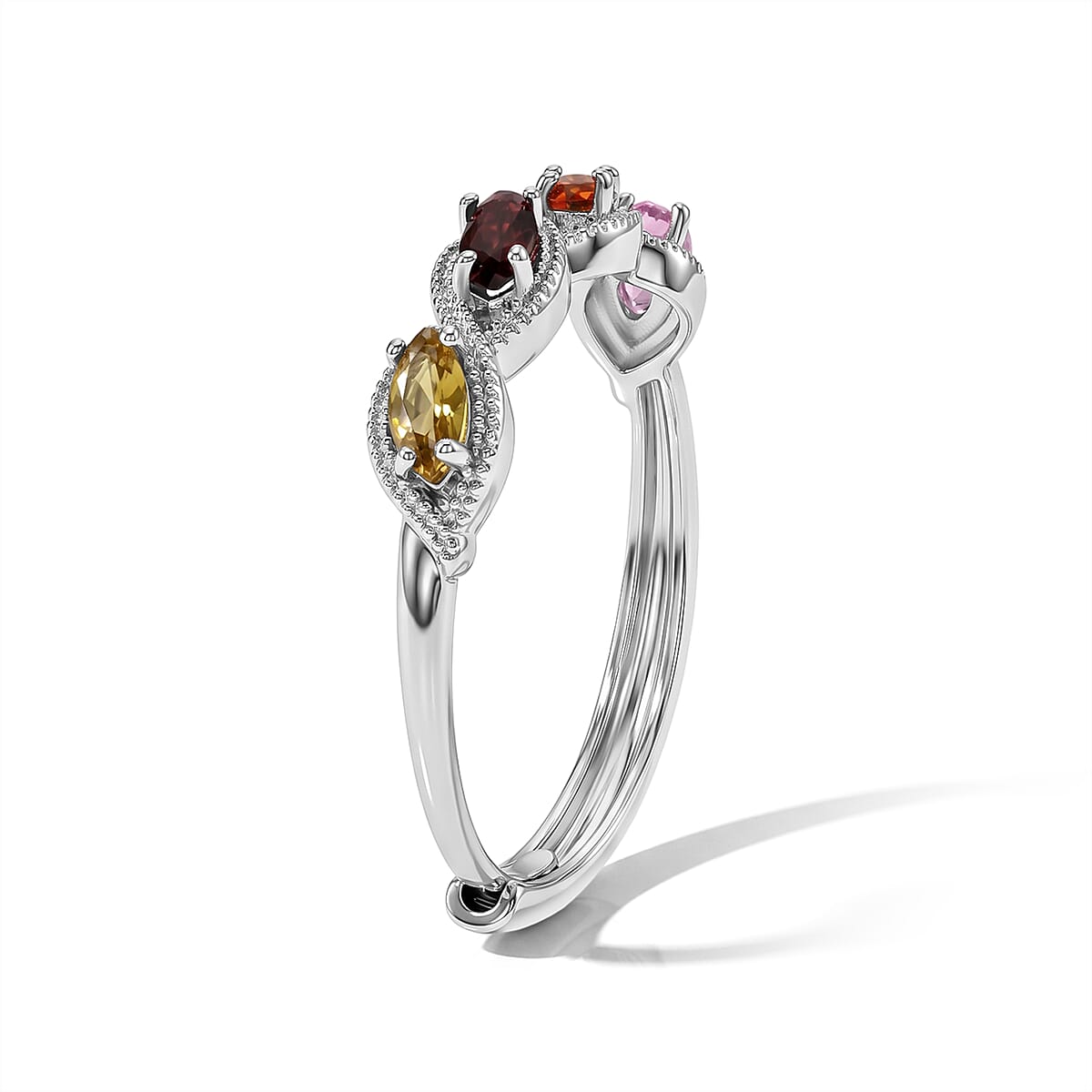 Multi Tourmaline 4.00 ctw Ring in Silvertone (Adjustable) image number 3