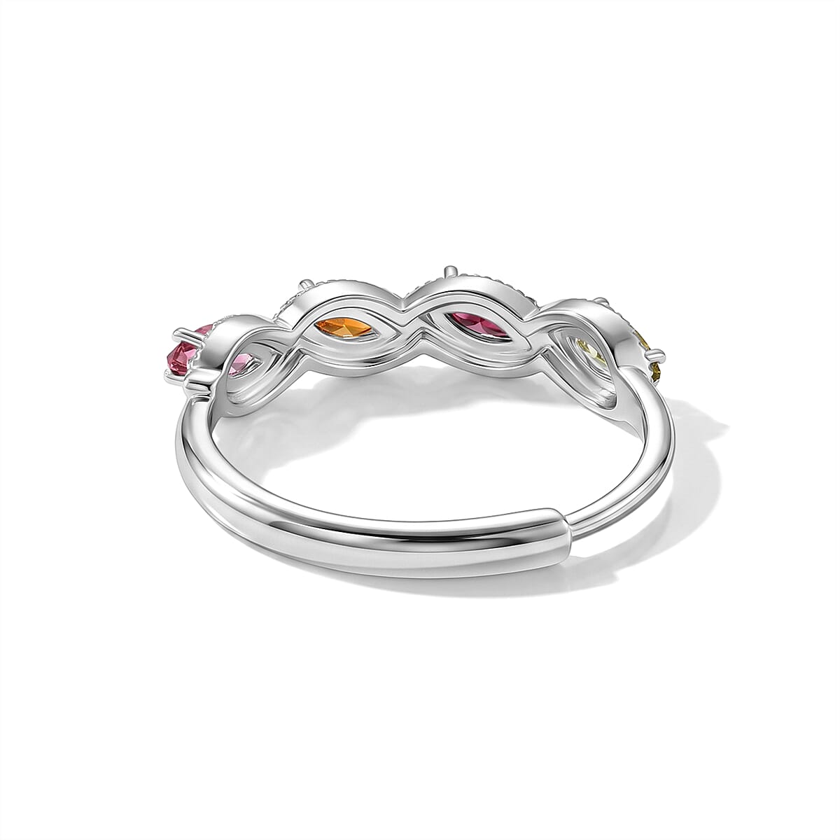 Multi Tourmaline 4.00 ctw Ring in Silvertone (Adjustable) image number 4