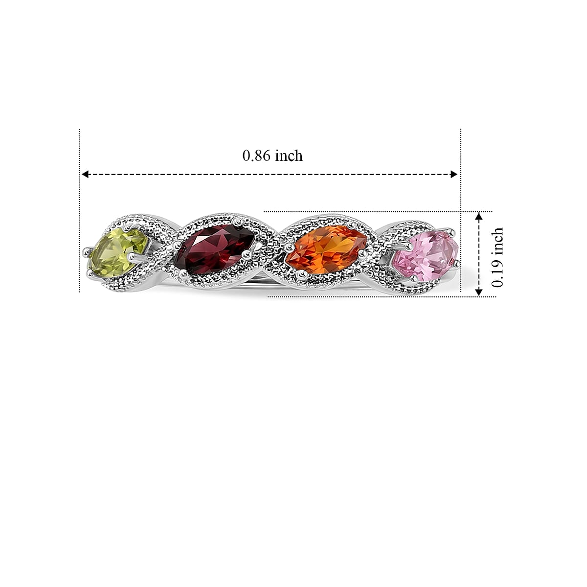 Multi Tourmaline 4.00 ctw Ring in Silvertone (Adjustable) image number 5