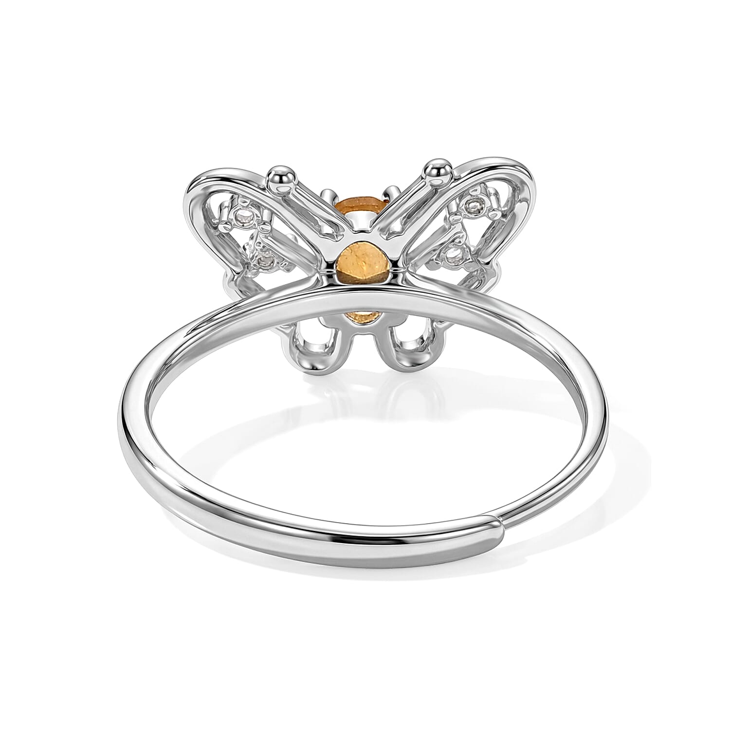 Citrine and Simulated Diamond 1.05 ctw Ring in Silvertone (Adjustable)