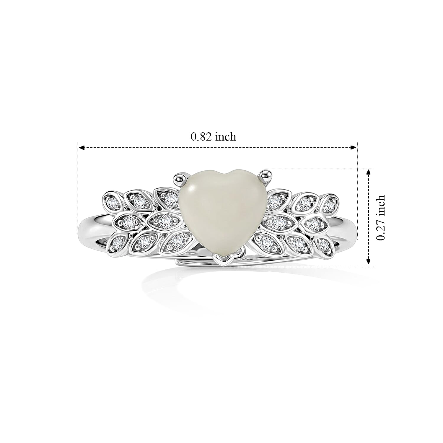 Nephrite Jade and Simulated Diamond 2.02 ctw Ring in Silvertone (Adjustable)